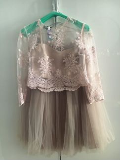 Комплект юбка/кроп топ/кружевной топ-блузка XS