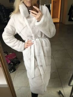 Шуба новая норковая цвет графит 88 см