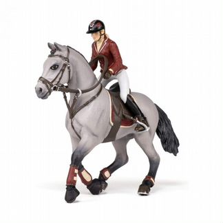Фигурка Papo Соревновательная лошадь с наездницей (51563)
