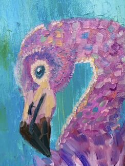 Картина маслом Розовый фламинго