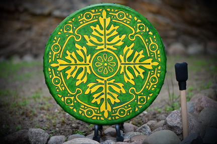 Бубен Siberian Shaman Oak leaf 45х45 с росписью