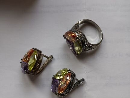 Серьги, кольца, серебро