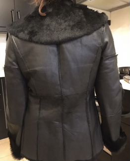 Дубленка легкая натуральная кожа с мехом кролика S