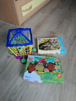 Игрушки пазлы и баскетбол