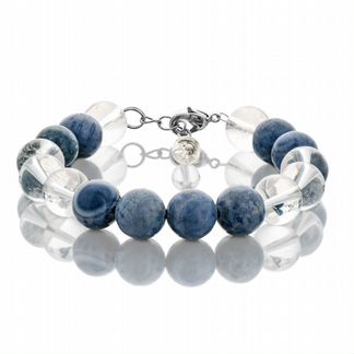 Браслет из голубого коралла и горного хрусталя