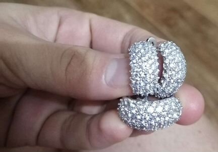 Серебряный комплект, серги и кольцо