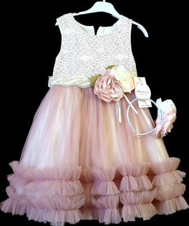 Брендовое платье на девочку 4-5 лет + ободочек