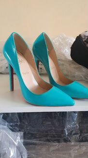 Туфли лодочки лаковые цвет бирюзовый