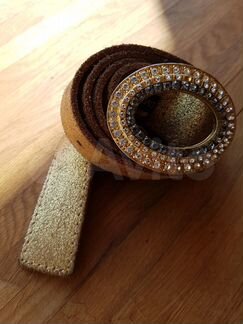 Ремень кожаный золотистый (Италия)