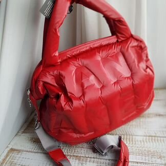 Женская дутая сумка Chanel болонь красная новая