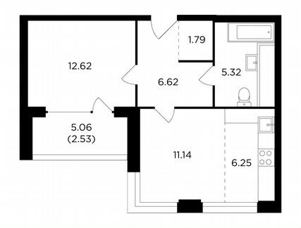 2-к квартира, 46.5 м², 22/29 эт.