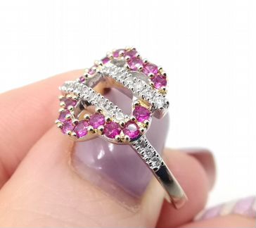 Кольцо Цветок Белое золото 585пр Рубины Бриллианты