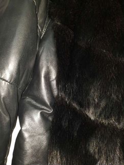 Кожаная пальто с норкой