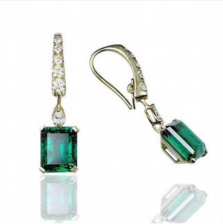 Серьги с изумрудами и бриллиантами