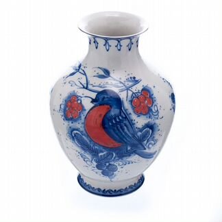 Ваза «Снегирь» Гжель