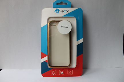 Чехол для iPhone5,5S,5SE SkinBox золото/серый хром