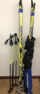 Лыжи детские + палки + ботинки + чехлы