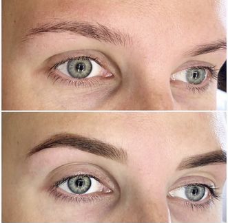 Коррекция бровей нитью окрашивание хной