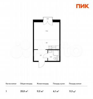Квартира-студия, 23.8 м², 5/9 эт.
