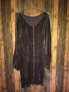Бархатное платье с отливом металлик, 40 (XS)
