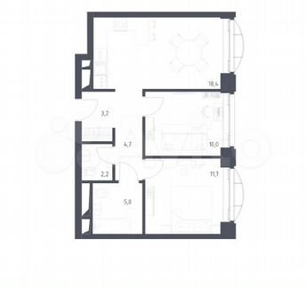 2-к квартира, 55.2 м², 4/24 эт.