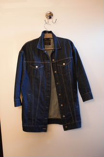 Темно-синяя джинсовка oversize Zara