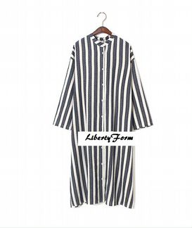 Плюсайз Полосатое платье-рубашка с косами