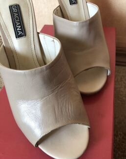 Сабо 36 р натур кожа беж