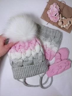 Комплект - шапка, варежки, снуд