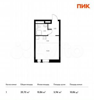 Квартира-студия, 23.7 м², 4/14 эт.
