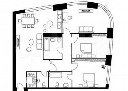 3-к квартира, 143.2 м², 55/56 эт.