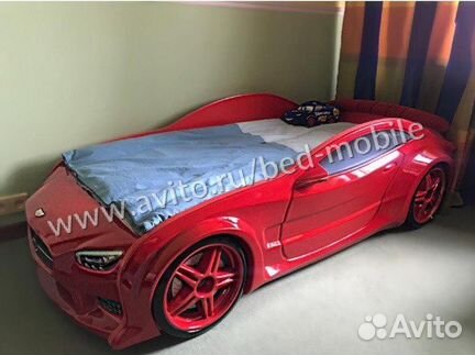 Кровать EVO Мерседес красный с подсветкой