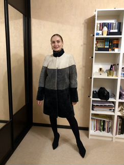 Шуба из овчины. Мутоновая шуба. Меховое пальто
