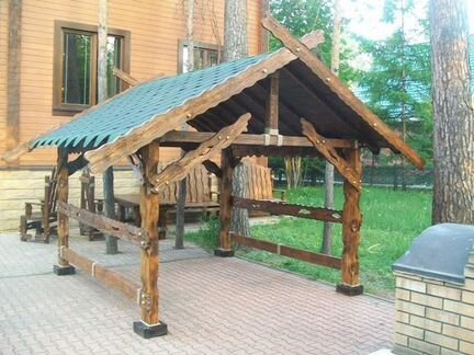 Деревянный навес для автомобиля