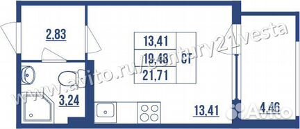 Студия, 21.7 м², 19/27 эт.