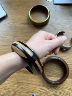 Браслеты винтаж кожа серебро дерево кость лазурит