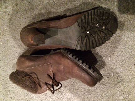 Кожаные ботильоны тёплые