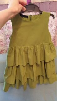 Платье Archy зеленое с оборками хлопок 104