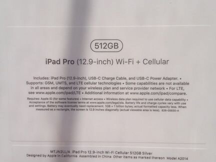 Планшет apple iPad Pro 12.9 512gb Lte silver 2018