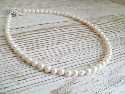 Комплект жемчужное ожерелье и браслет из жемчуга