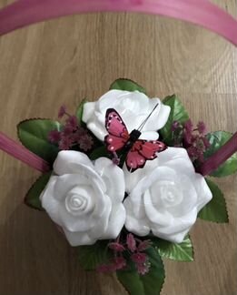 Мыльные розы - Корзина из трёх роз неувядаемых