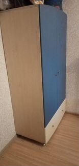 Шкаф детский синий+слоновая кость