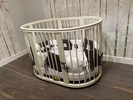 Кроватка трансформер 9в1+матрасы и комплект белья